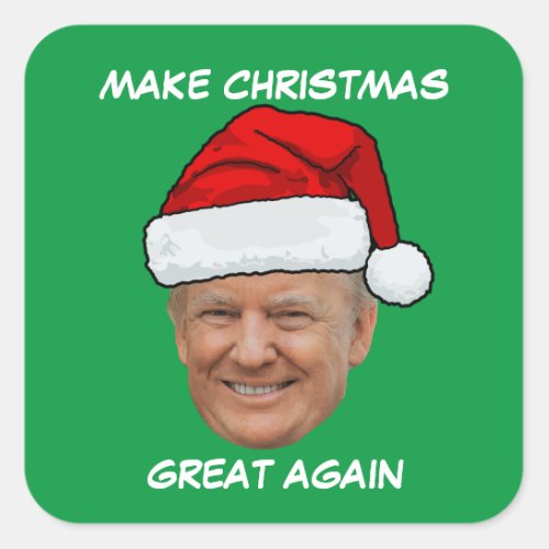 Donald Trump Santa hat Make Christmas Great Again Square Sticker
