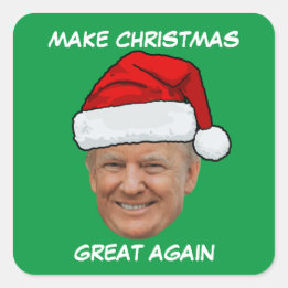 Donald Trump Santa hat Make Christmas Great Again Square Sticker