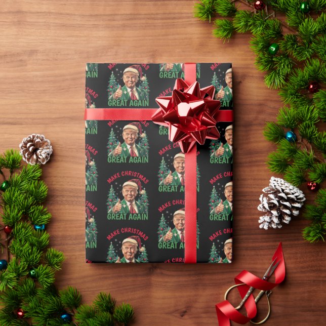 Donald Trump Santa hat Make Christmas Great Again Wrapping Paper (Holiday Gift)