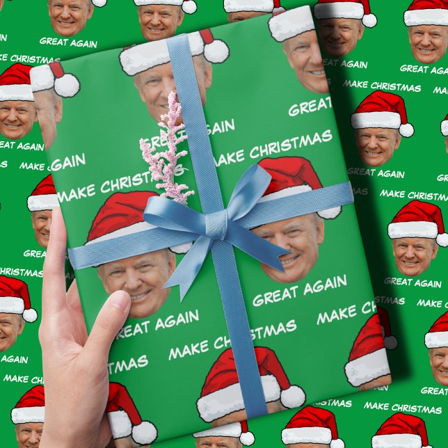 Donald Trump Santa hat Make Christmas Great Again Wrapping Paper (Creator Uploaded)