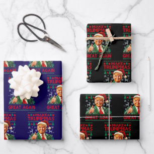 Donald Trump Santa hat Make Christmas Great Again Wrapping Paper Sheets