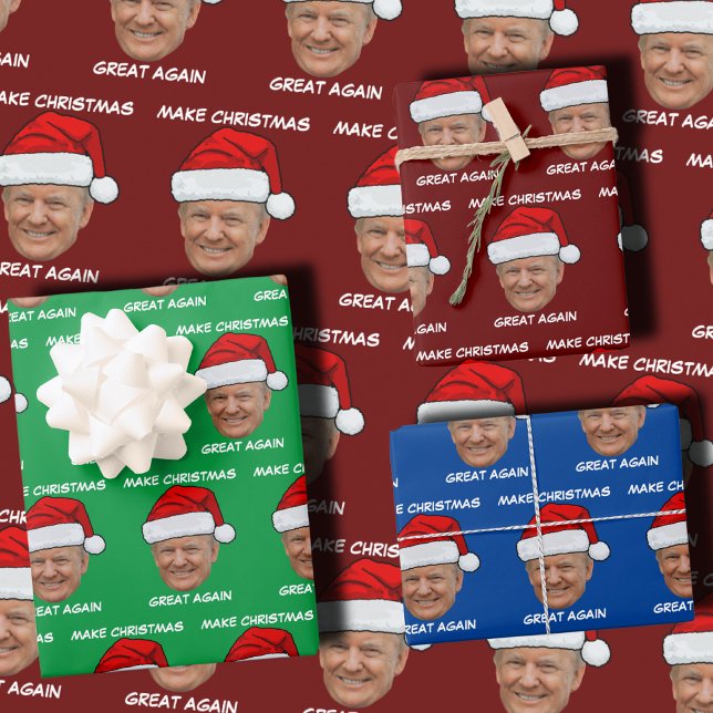 Donald Trump Santa hat Make Christmas Great Again Wrapping Paper Sheets (Creator Uploaded)