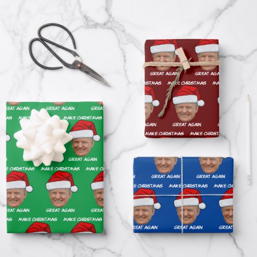 Donald Trump Santa hat Make Christmas Great Again Wrapping Paper Sheets