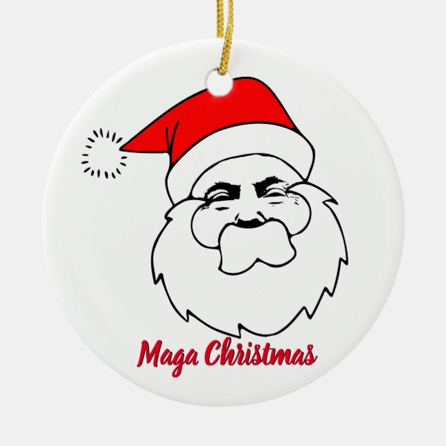 Donald Trump Santa Maga Christmas Ceramic Ornament (Front)