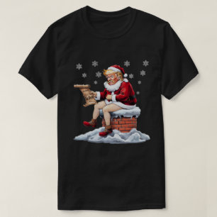 Donald Trump Santa Pooping Down The Chimney Biden T-Shirt