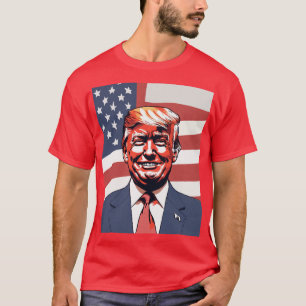 Donald Trump Sketch with Subtle Smile & American T-Shirt
