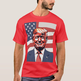 Donald Trump Sketch with Subtle Smile & American T-Shirt