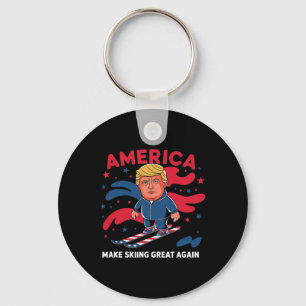 Donald Trump Skiing America - Make Skiing Great Ag Keychain