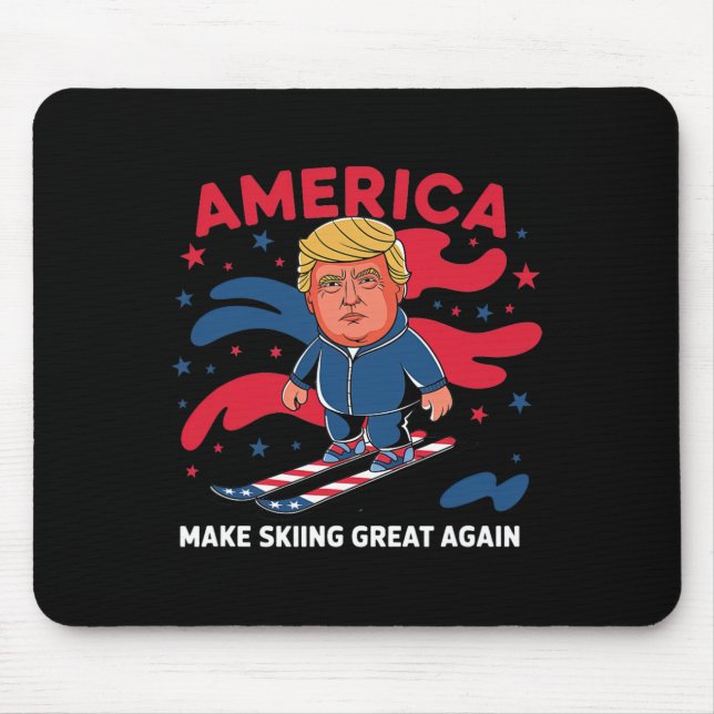 Donald Trump Skiing America - Make Skiing Great Ag Mouse Pad (Front)