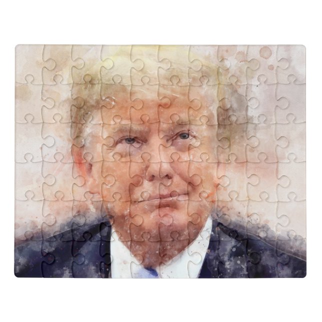 Donald Trump smiling portrait watercolor Jigsaw Puzzle (Puzzle Horizontal)