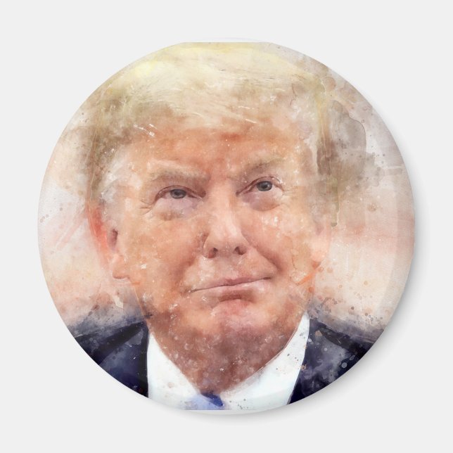 Donald Trump smiling portrait watercolor Magnet (Front)