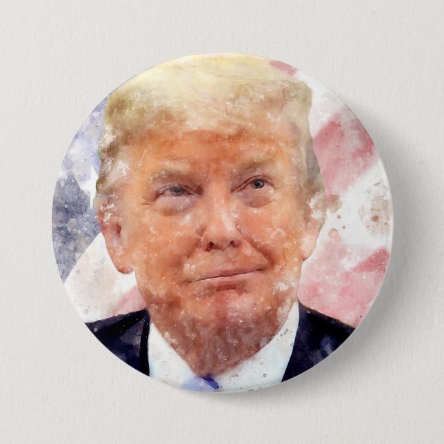 Donald Trump smiling with American flag Button (Front)