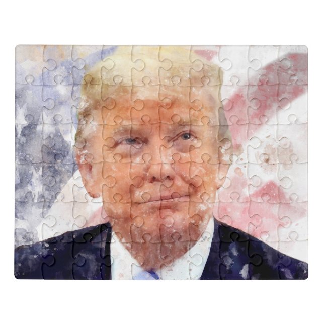 Donald Trump smiling with American flag Jigsaw Puzzle (Puzzle Horizontal)