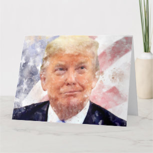 Donald Trump smiling with American flag Thank You Card