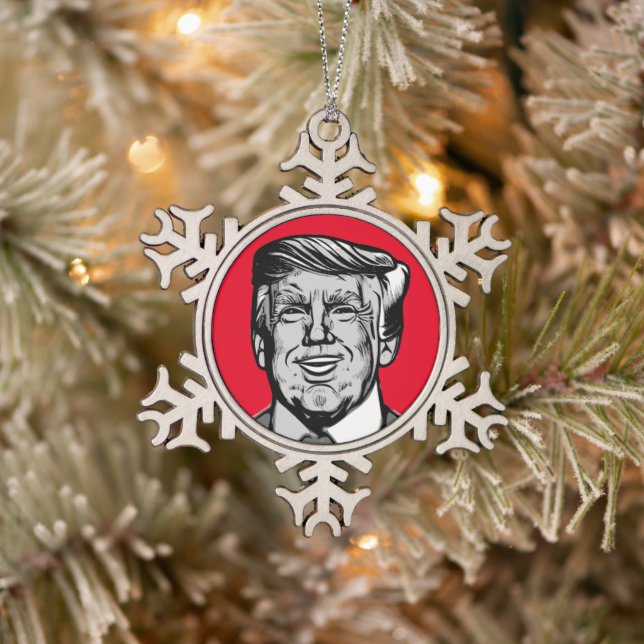 DONALD TRUMP  SNOWFLAKE PEWTER CHRISTMAS ORNAMENT (Tree)