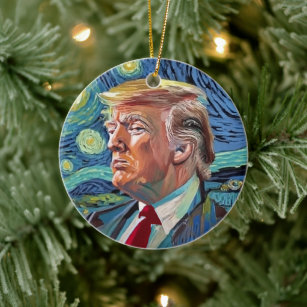 President Donald Trump Fancy Frame Christmas Ornament, Funny Metal Holiday Present Ideas Design 2, Optician | Andaz Press