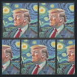 Donald Trump Starry Night Van Gogh Art Style 2024 Fabric<br><div class="desc">Donald Trump in Van Gogh Starry Night style art,  President Donald Trump wearing his classic suit and red tie against the backdrop of abstract expressionist starry night sky. Festive political campaign artwork of 45th President Donald J. Trump or to support Mr. Trump's 2024 election.</div>