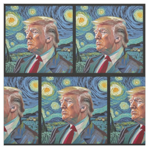 Donald Trump Starry Night Van Gogh Art Style 2024 Fabric