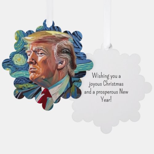 Donald Trump Starry Night Van Gogh Art Style 2024 Ornament Card