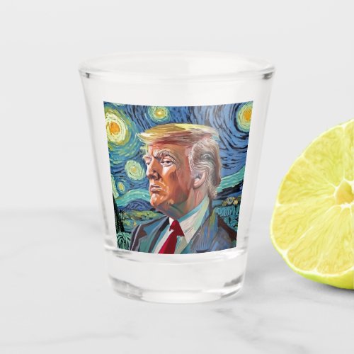Donald Trump Starry Night Van Gogh Art Style 2024 Shot Glass