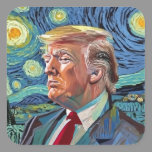 Donald Trump Starry Night Van Gogh Art Style 2024 Square Sticker