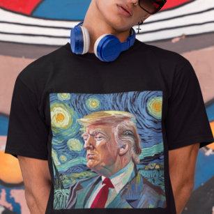 Donald Trump Starry Night Van Gogh Art Style 2024 T-Shirt