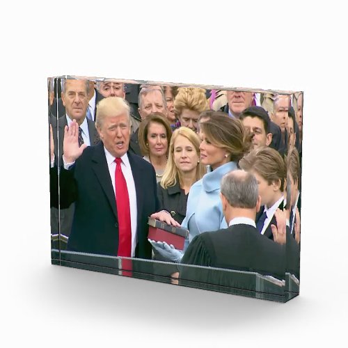 Donald Trump taking his Oath of Office January 20 Acrylic Award