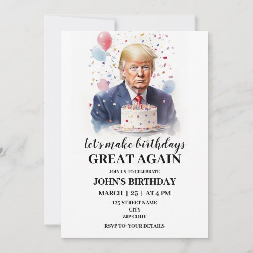 Donald Trump Themed Birthday invitation
