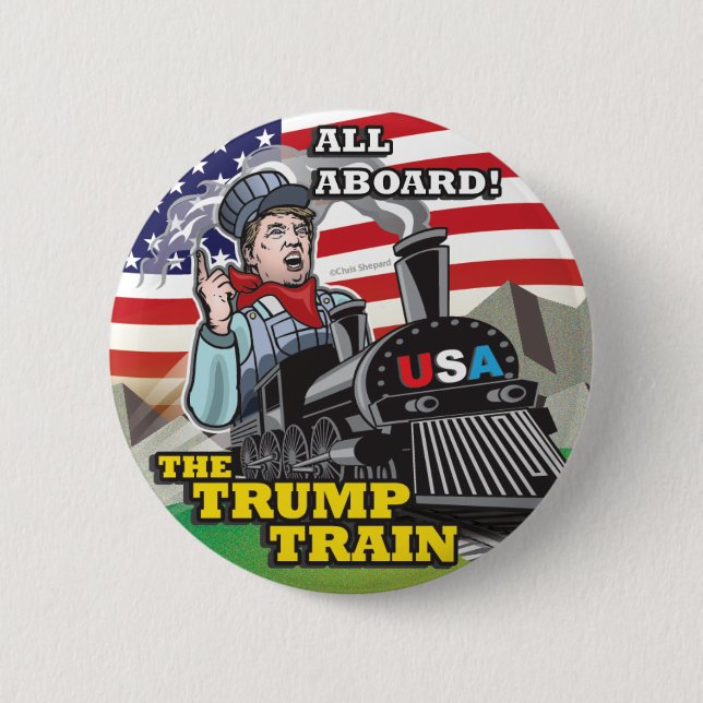 Donald TRUMP TRAIN Political American Movement USA Button (Front)