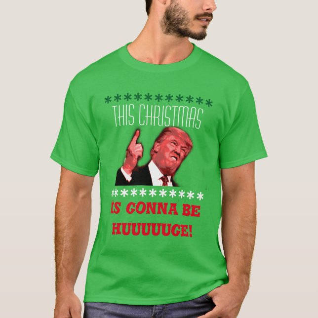 Donald Trump Ugly Christmas T-Shirt in Green (Front)