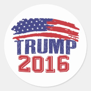 Donald Trump Us Flag Classic Round Sticker by EST_Design at Zazzle