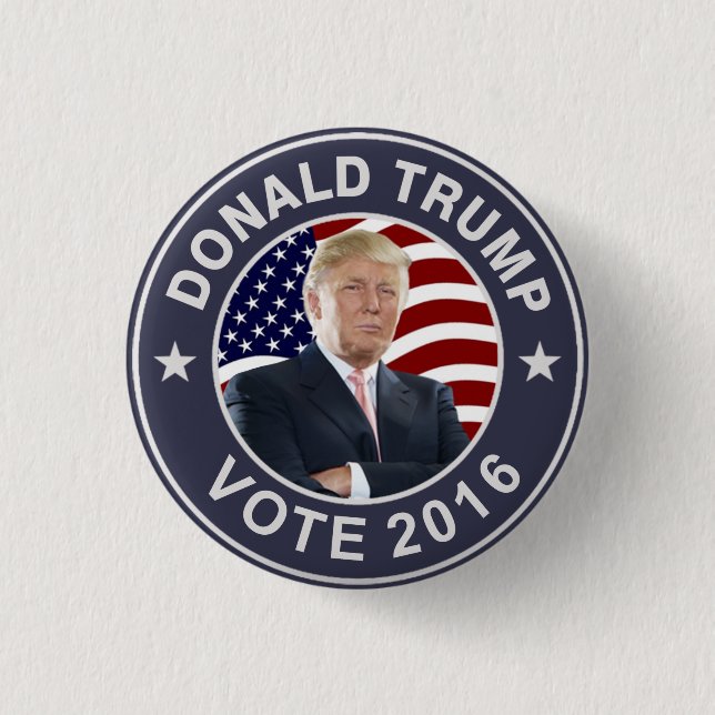 Donald Trump US Flag Pinback Button (Front)