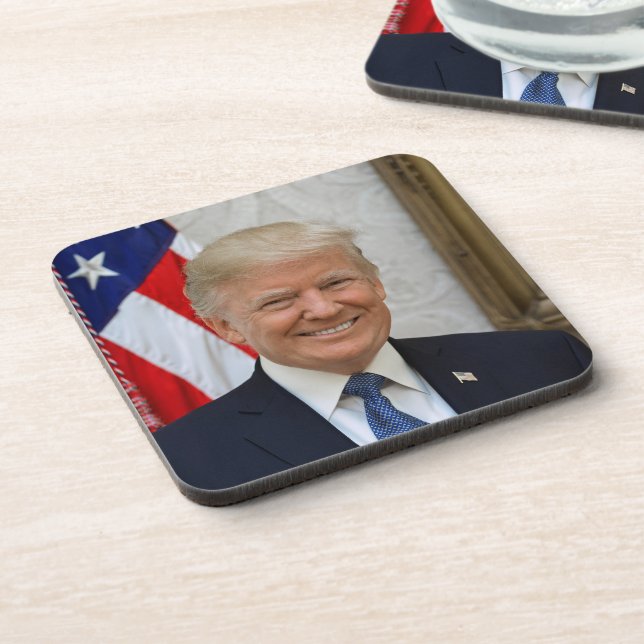 Donald Trump US President White House MAGA 2024  Beverage Coaster (Left Side)