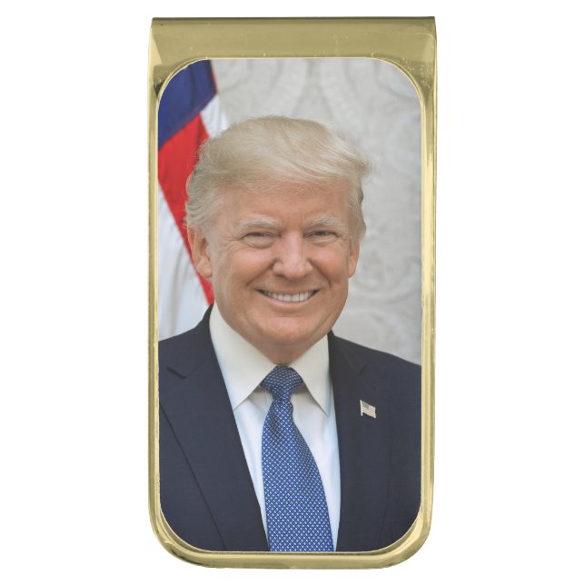 Donald Trump US President White House MAGA 2024  Gold Finish Money Clip (Front Vertical)