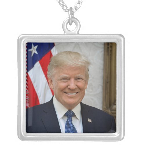 Donald Trump US President White House MAGA 2024  Silver Plated Necklace