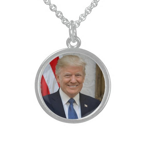 Donald Trump US President White House MAGA 2024  Sterling Silver Necklace