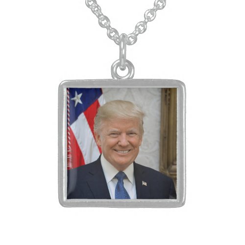 Donald Trump US President White House MAGA 2024  Sterling Silver Necklace
