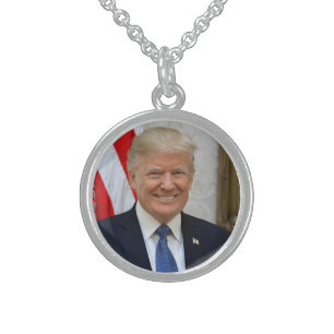Donald Trump US President White House MAGA 2024  Sterling Silver Necklace