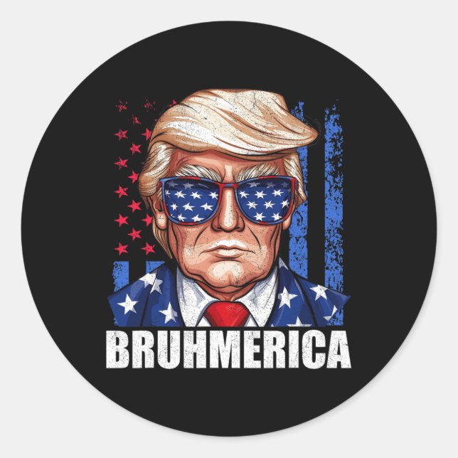 Donald Trump Usa American Flag Funny Distressed  Classic Round Sticker (Front)