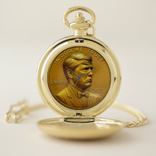 donald trump USA Coin 1 Cent America United States Pocket Watch