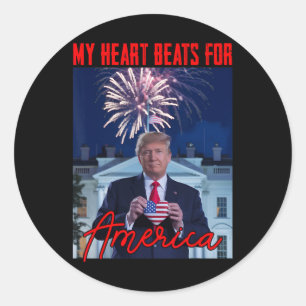 Donald Trump Valentine My Heart Beats For America  Classic Round Sticker