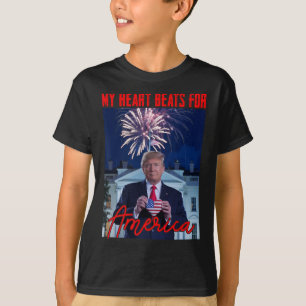 Donald Trump Valentine My Heart Beats For America  T-Shirt