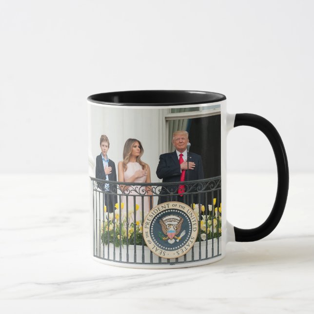 Donald Trump, W/ Melania & Barron At White House Mug (Right)