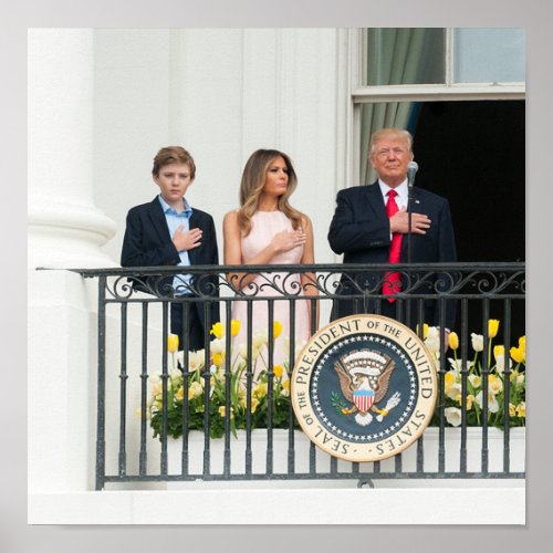 Donald Trump W Melania  Barron At White House Poster