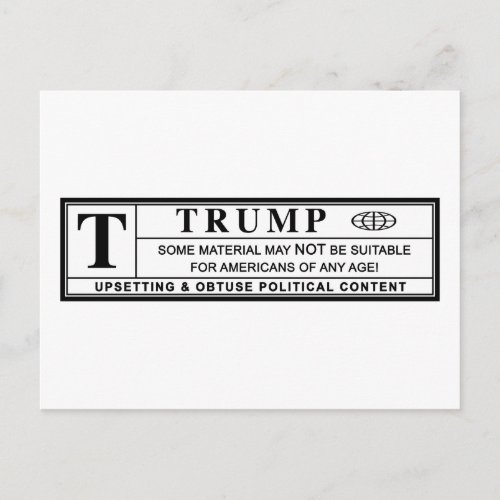 Donald Trump Warning Label Postcard
