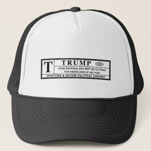 Donald Trump Warning Label Trucker Hat