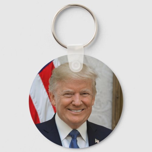 Donald Trump White House President Portrait Keychain