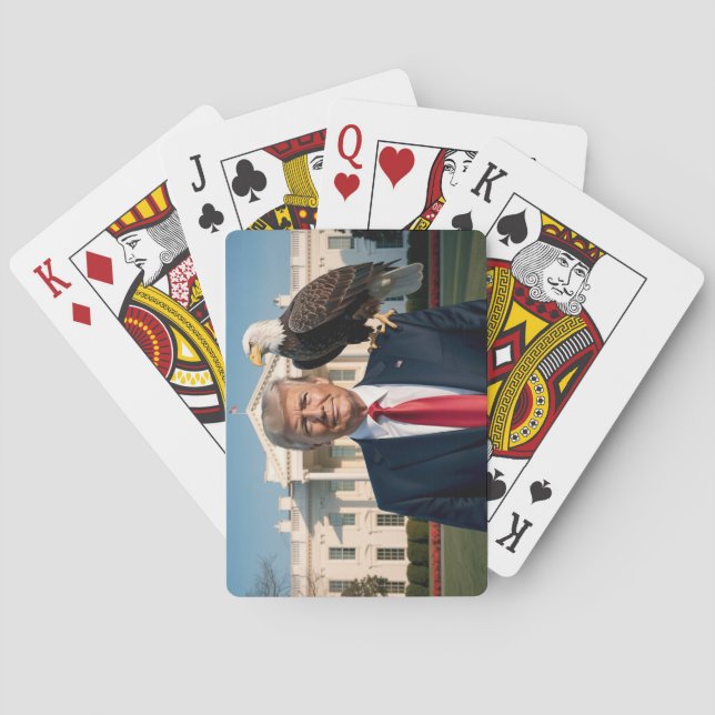 Donald Trump with American Eagle on his shoulder Poker Cards (Back)