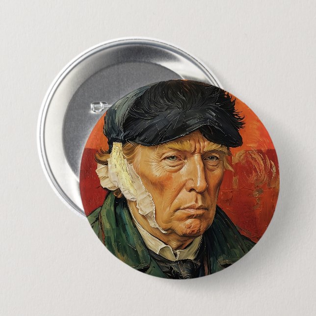 Donald Trump with Bandaged Ear Button (Front & Back)