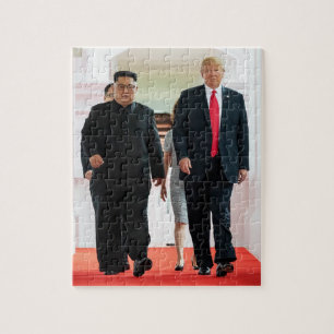 Donald Trump With Kim Jong Un In Singapore Jigsaw Puzzle